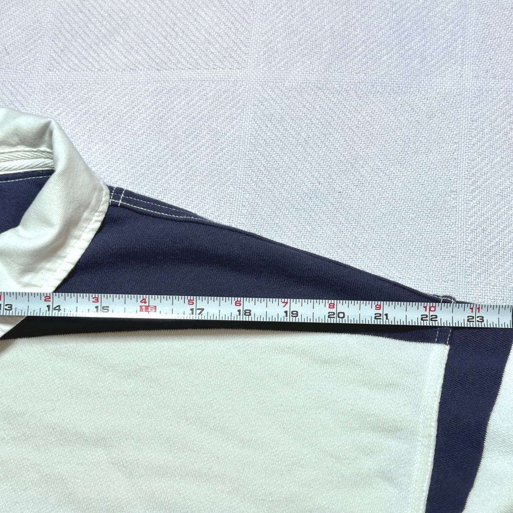 Aerie Rugby Polo Shirt Womens Small Oversized Striped Navy Blue White Retro - Picture 9 of 11
